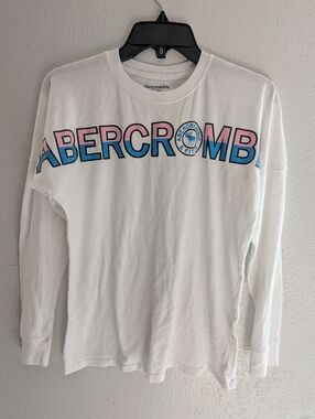 abercrombie kids White Tee with Pink & Blue Logo